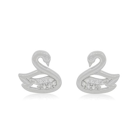 Aros de Plata Esterlina 925 Cisne Circon-0
