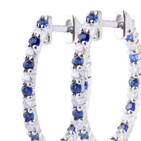 Aros Oro Blanco 18kt Diamantes 26pts total SI/H 34pts Zafiro-1