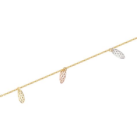 Tobilleras de Oro 18kt Modelo Hojitas Colgantes-1