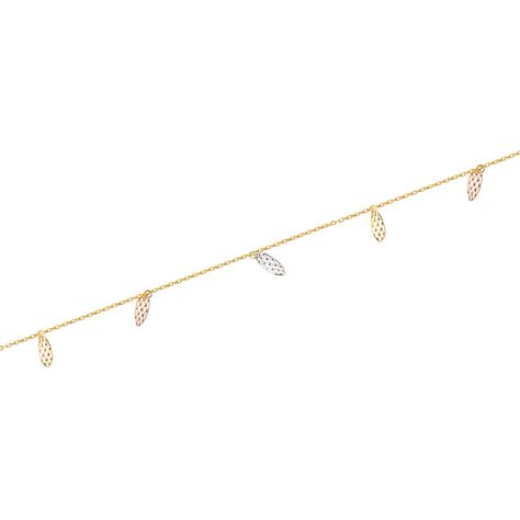Tobilleras de Oro 18kt Modelo Hojitas Colgantes-2