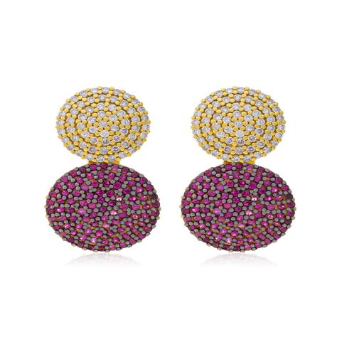 Aros Oro Amarillo 18Kt Diamantes y Rubi-0