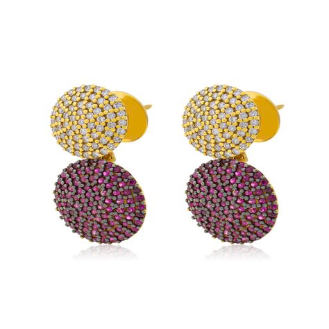 Aros Oro Amarillo 18Kt Diamantes y Rubi-2