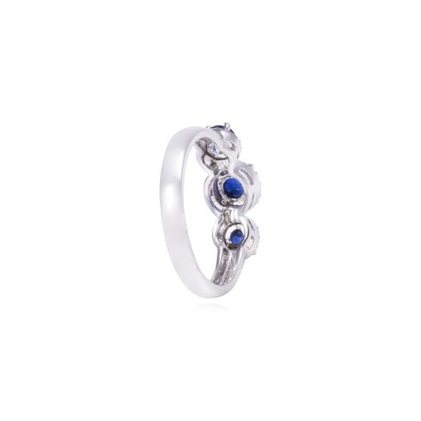 Anillo Oro Blanco 18kt Diamantes 17 Pts Tres Zafiros 83 Pts-2