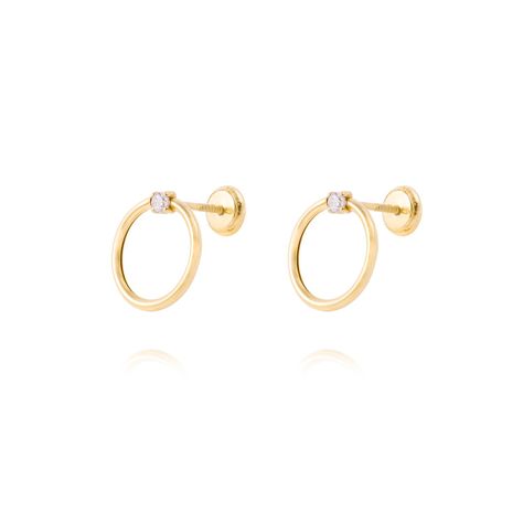 Aros de Oro 18kt Circulo Circón-0