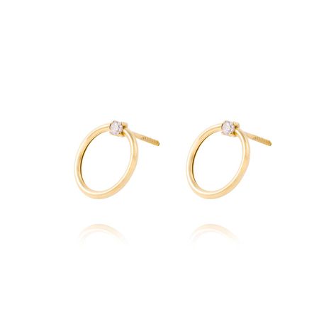 Aros de Oro 18kt Circulo Circón-1
