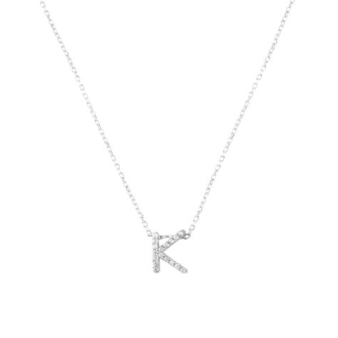 Collar de Plata Esterlina 925 Letra K Circon-0