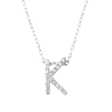 Collar de Plata Esterlina 925 Letra K Circon-2