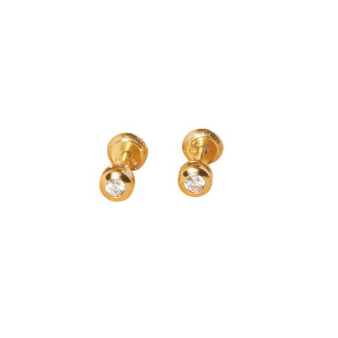 Aros de Oro 18kt Con Circon 2,5mm Punto De Luz-0