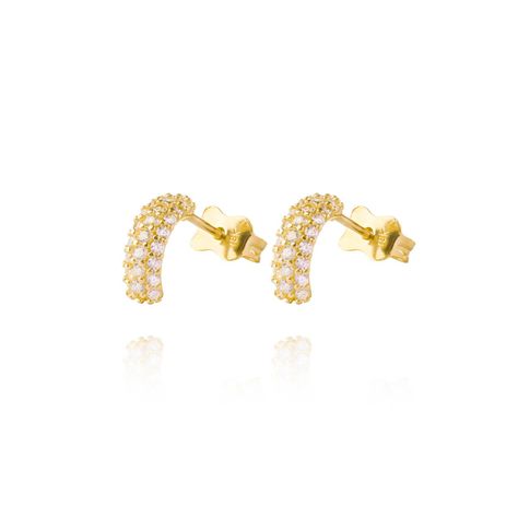 Aros de Oro 18kt Media Luna con Circones AUA-0