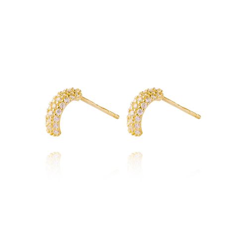 Aros de Oro 18kt Media Luna con Circones AUA-1