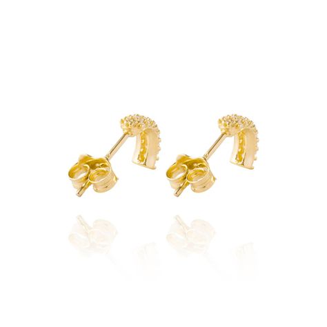 Aros de Oro 18kt Media Luna con Circones AUA-2