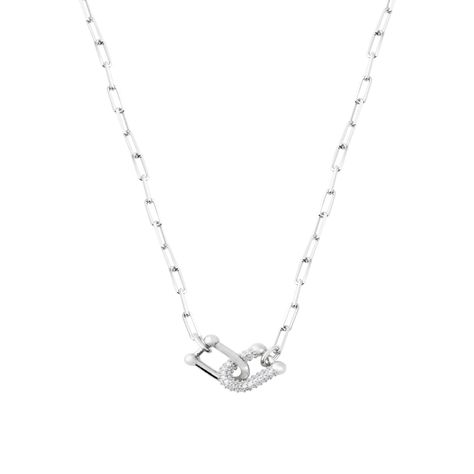 Collar de Plata Esterlina 925 Circon Entrelazado-0