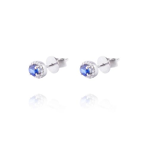 Diamante Aros de Oro 18kt 10pts total SI/H con Zafiro 42pts-0