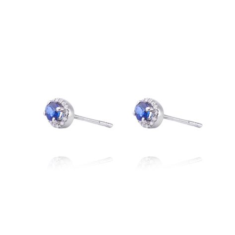 Diamante Aros de Oro 18kt 10pts total SI/H con Zafiro 42pts-1