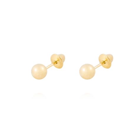 Aros de Oro 18 kt  Pelotita 3,5mm Tornillo tope-0