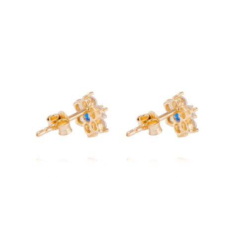 Aros de Oro 18kt Roseta Circonita-Zafiro-2