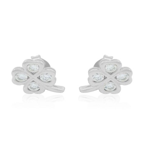 Aros de Plata Esterlina 925 Trebol Circon-0