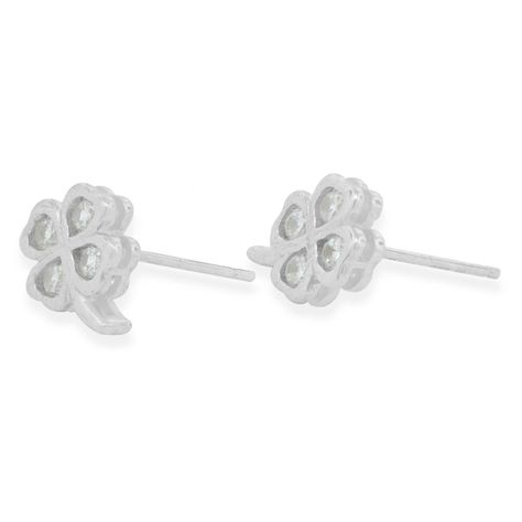 Aros de Plata Esterlina 925 Trebol Circon-1