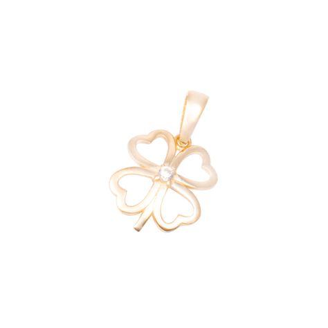 Colgante de Oro de 18kt Circonita trebol-0