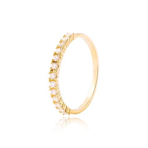 Anillos de Oro 18kt Modelo 1/2 Circón Cintillo-0