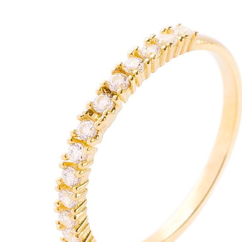 Anillos de Oro 18kt Modelo 1/2 Circón Cintillo-1