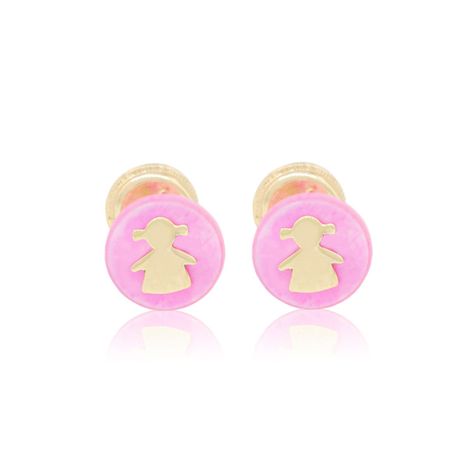 Aros de Oro 18kt Niña Rosada-0