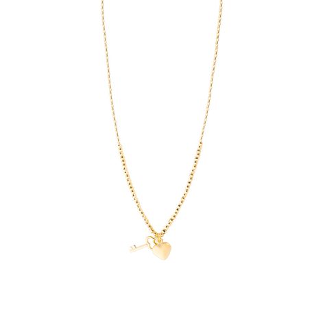 Collares de Oro 18kt Modelo Corazón y llave Colgante-0