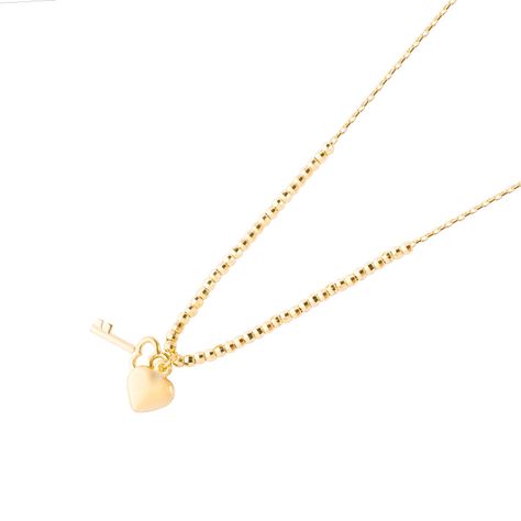 Collares de Oro 18kt Modelo Corazón y llave Colgante-1