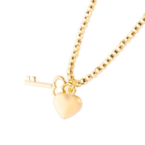 Collares de Oro 18kt Modelo Corazón y llave Colgante-2