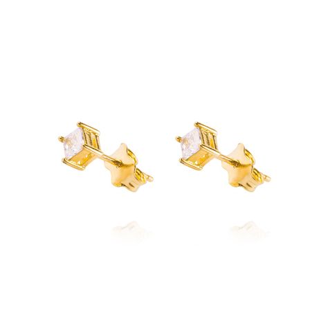 Aros de Oro 18kt Circon 4x4mm-1