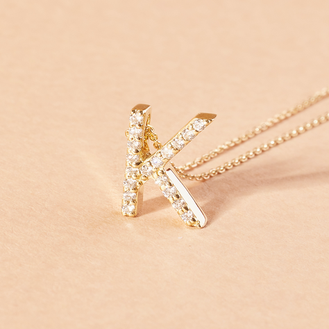 Collar Oro 18kt Letra K Diamantes 10Pts | Danielle Costantini-2