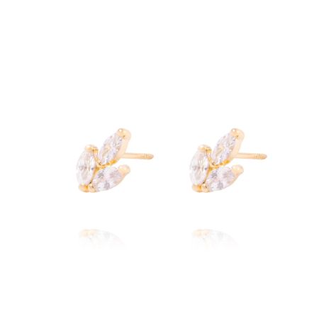 Aros de Oro de 18kt Hojitas con circones-1