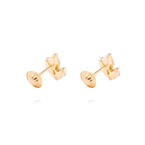 Aros de Oro de 18kt Hojitas con circones-2