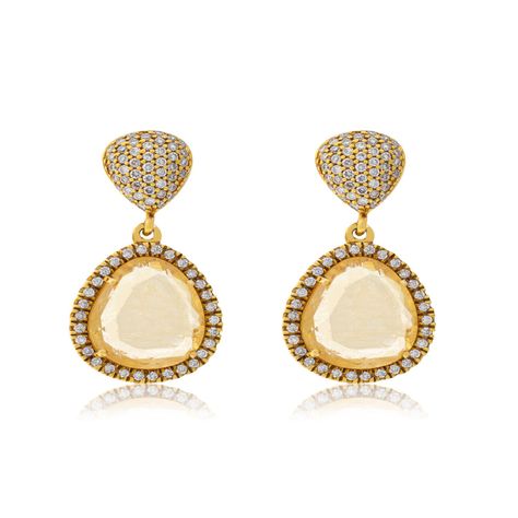 Aros Oro Amarillo 18kt Diamantes y Topacio-0