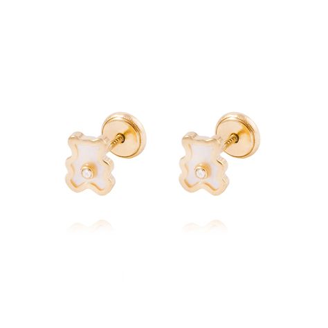 Aros de Oro de 18kt Modelo Osito Nacar. Abridor-0