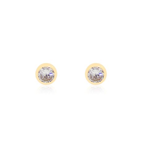 Aros de Oro 18kt Modelo Punto de Luz Tallado Circon de 3,0mm-2