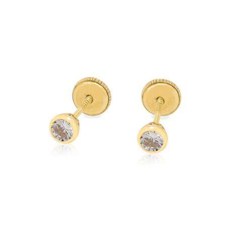 Aros de Oro 18kt Modelo Punto de Luz Tallado Circon de 3,0mm-0