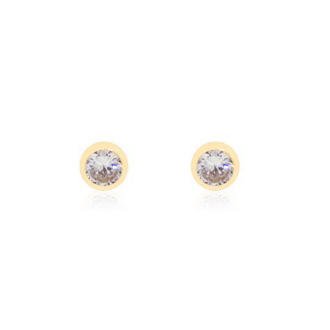 Aros de Oro 18kt Modelo Punto de Luz Tallado Circon de 3,0mm-1