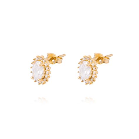 Aros de Oro 18kt Circonita 6MM Oval-0