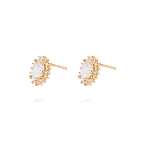 Aros de Oro 18kt Circonita 6MM Oval-1