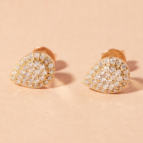 Aros Oro Amarillo 18kt Gota de Diamantes 36 Pts-0