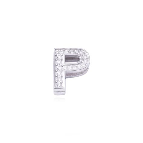 Dije de Plata broche Letra P con Circonita-0