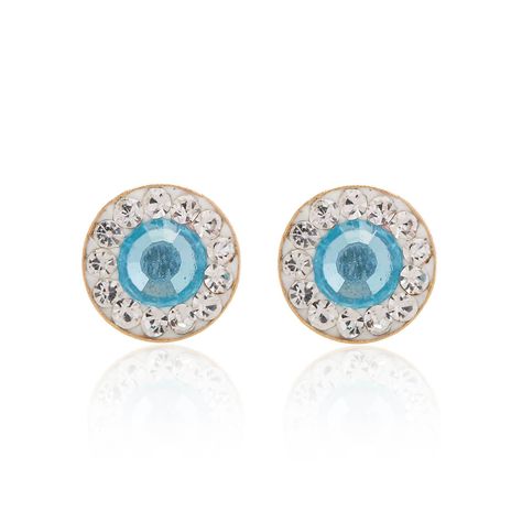 Aros de Oro 18kt Circulo Agua Marina 5mm-0