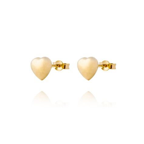 Aros Oro Amarillo 18kt Corazón Macizo-0