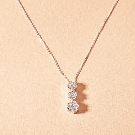 Collar de Oro Blanco 18kt Diamantes 31 Pts  Corte Brillante 30137-0
