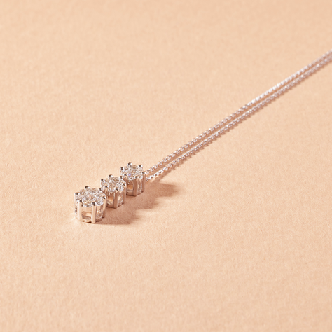 Collar de Oro Blanco 18kt Diamantes 31 Pts  Corte Brillante 30137-1