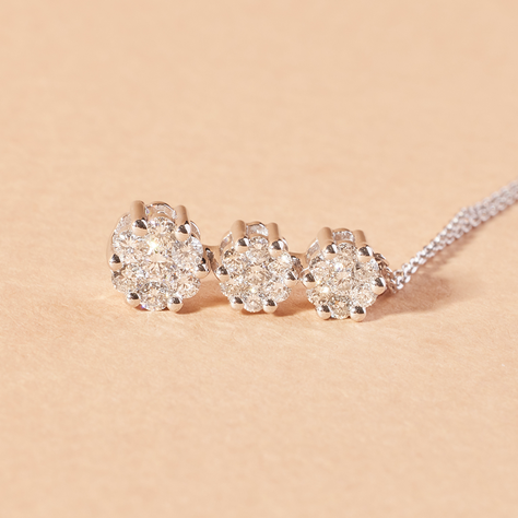 Collar de Oro Blanco 18kt Diamantes 31 Pts  Corte Brillante 30137-2