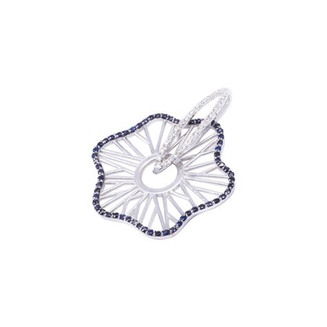 Colgante Oro Blanco 18kt Flor Diamantes 42 Pts-0