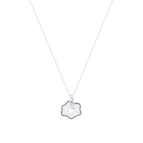 Colgante Oro Blanco 18kt Flor Diamantes 42 Pts-2