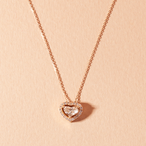 Collar Oro Miel 18kt Diamantes 1x27 Pts H/SI Corte Brillante-2